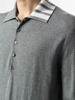 Thom Browne 4-Bar long-sleeved polo shirt