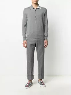 Thom Browne 4-Bar long-sleeved polo shirt