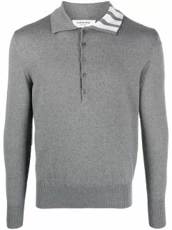 Thom Browne 4-Bar long-sleeved polo shirt