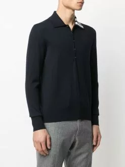 Thom Browne 4-Bar long-sleeved knitted polo shirt