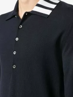 Thom Browne 4-Bar long-sleeved knitted polo shirt