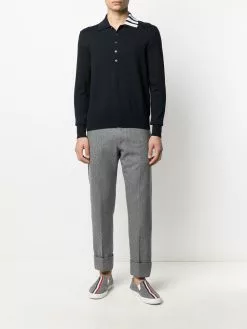 Thom Browne 4-Bar long-sleeved knitted polo shirt