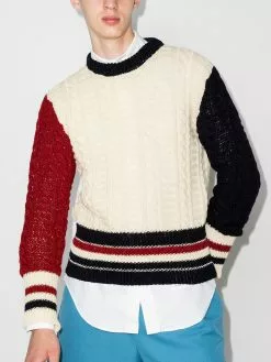 Thom Browne three-tone cable-knit jumper