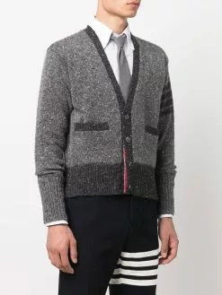 Thom Browne 4-Bar stripe tweed cardigan