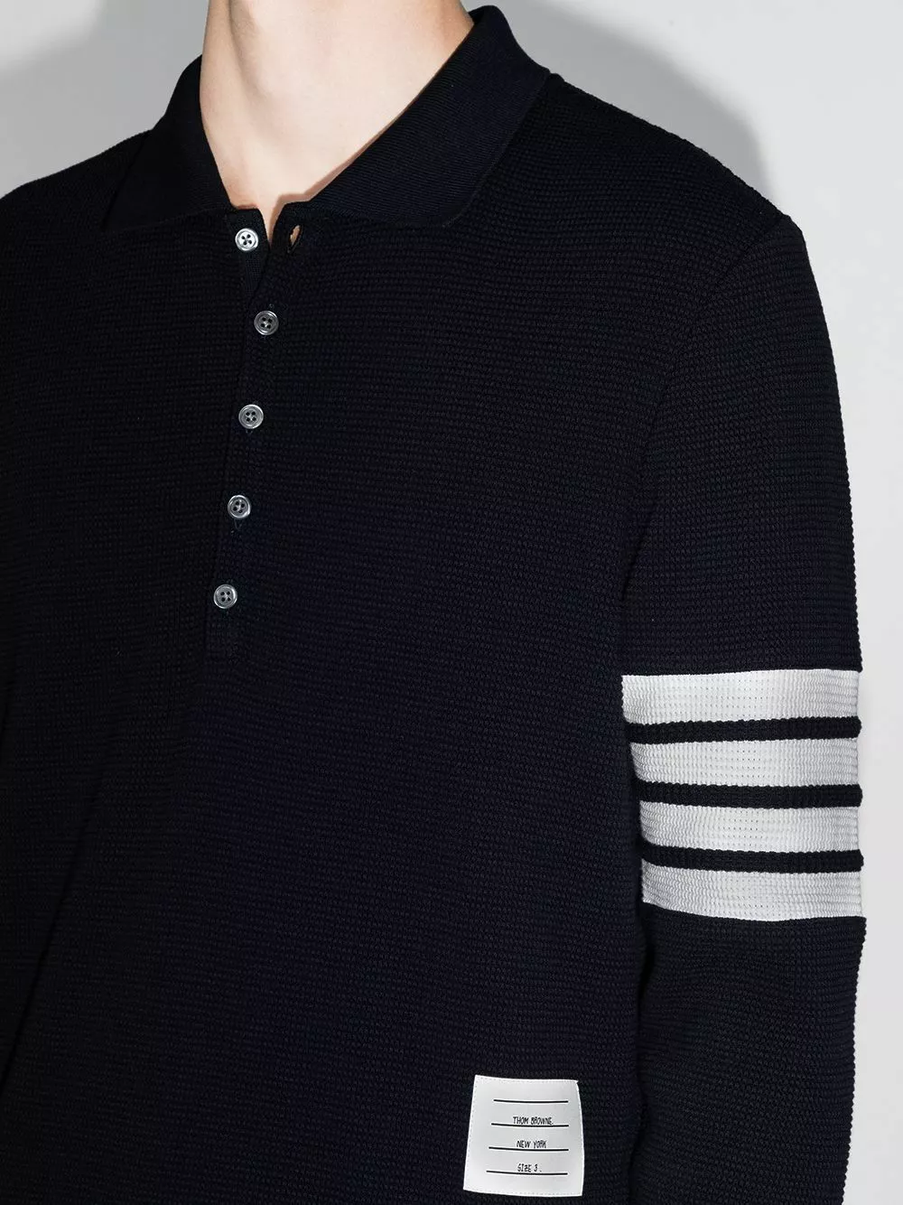 Thom Browne 4 Bar Stripe long sleeved polo shirt polo shirts of men 4 Thom Browne 4-Bar Stripe long-sleeved polo shirt