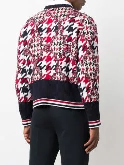 Thom Browne houndstooth-pattern frayed jumper