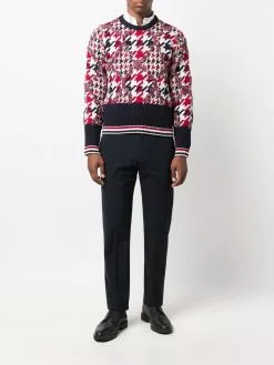 Thom Browne houndstooth-pattern frayed jumper