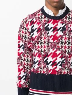 Thom Browne houndstooth-pattern frayed jumper