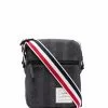 Thom Browne tricolour shoulder strap striped messenger bag