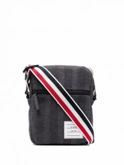 Thom Browne tricolour shoulder strap striped messenger bag