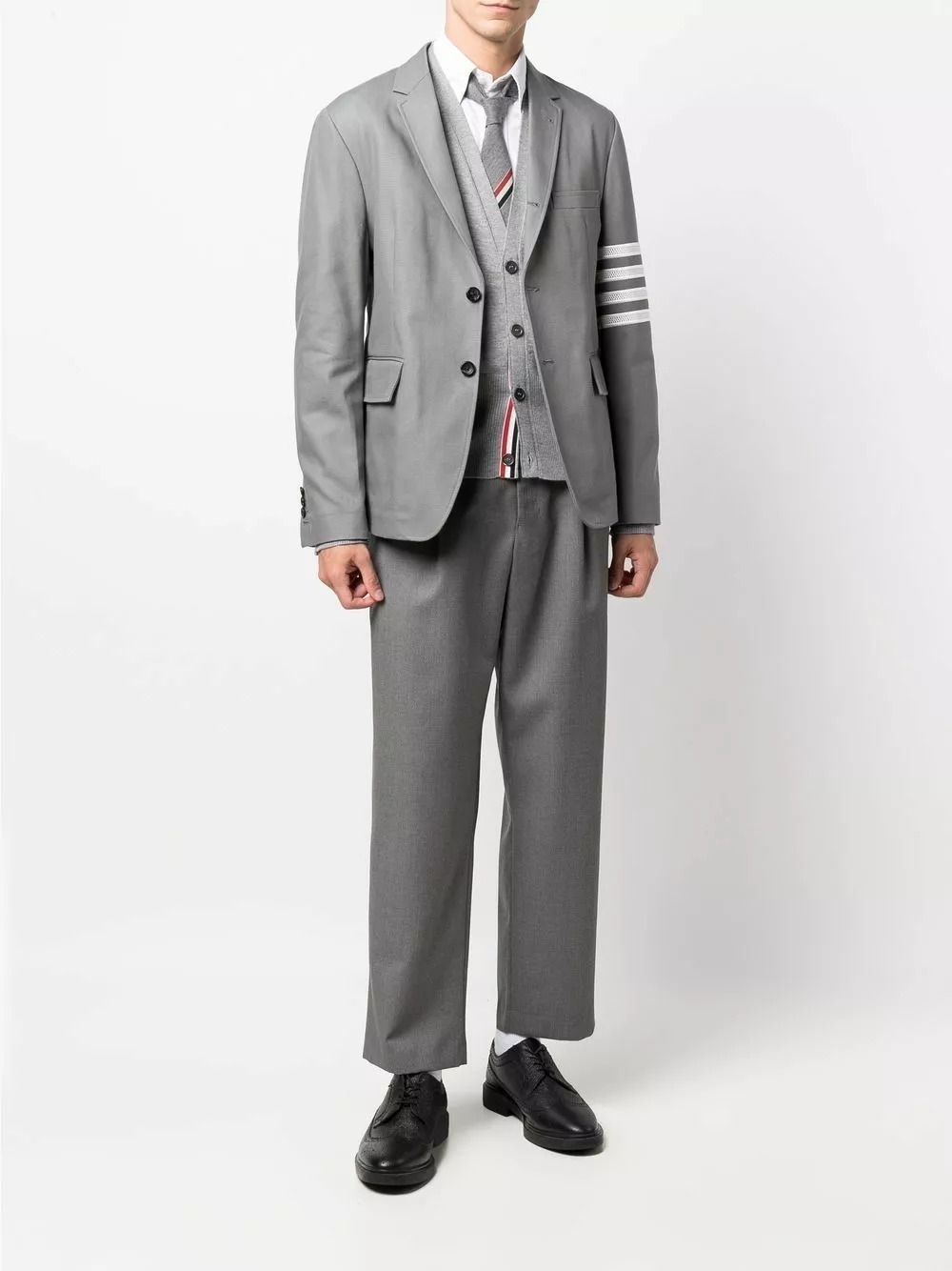 Thom Browne 4 Bar stripe notched lapels blazer blazers of men 2 Thom Browne 4-Bar stripe notched lapels blazer