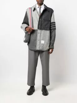 Thom Browne 4-Bar Stripe patchwork shirt-jacket