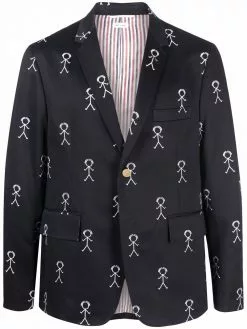 Thom Browne Mr. Thom motif single-breasted blazer