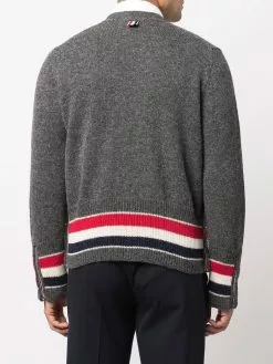 Thom Browne Tricolour stripes V neck cardigan cardigans of men 8 Thom Browne tricolour stripes V-neck cardigan