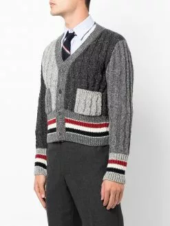 Thom Browne RWB-stripe two-tone cardigan