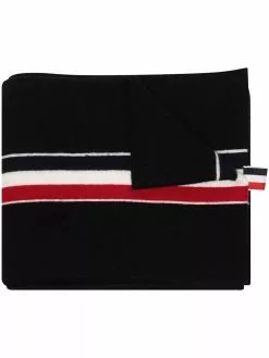 Thom Browne tricolour detail knitted scarf