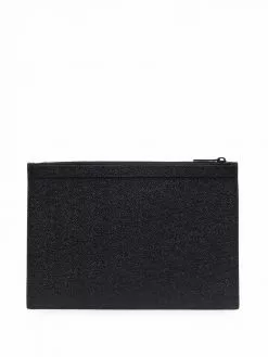 Thom Browne grosgrain-tab leather clutch bag