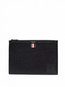 Thom Browne grosgrain-tab leather clutch bag