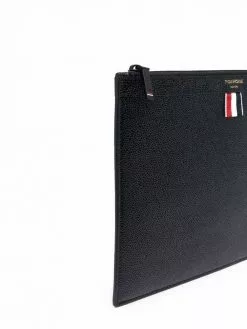 Thom Browne grosgrain-tab leather clutch bag