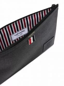 Thom Browne grosgrain-tab leather clutch bag