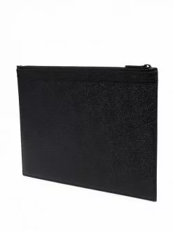 Thom Browne grosgrain-tab leather clutch bag