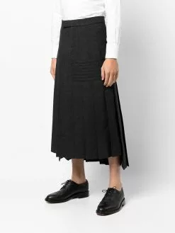 Thom Browne 4-Bar Stripe pleated midi skirt