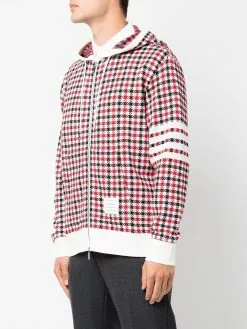 Thom Browne 4-Bar stripe check-print hoodie