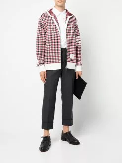 Thom Browne 4-Bar stripe check-print hoodie