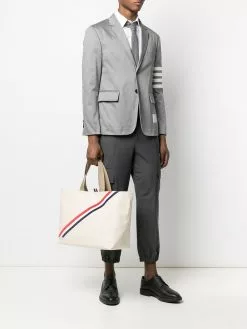 Thom Browne RWB stripe canvas tote bag