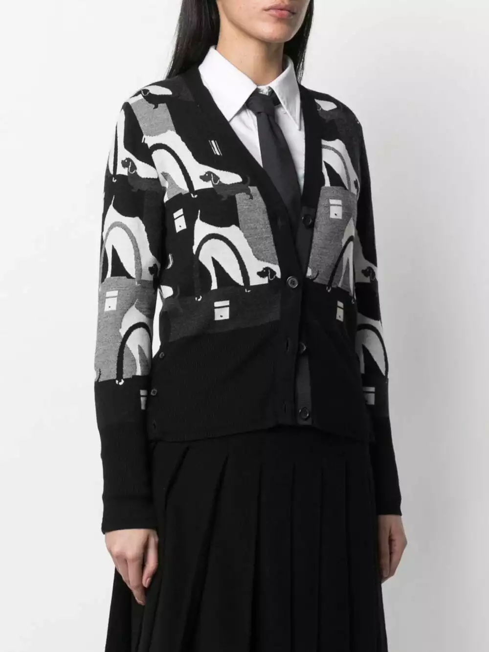 Thom Browne Intarsia pattern cardigan cardigans of women 3 Thom Browne intarsia-pattern cardigan