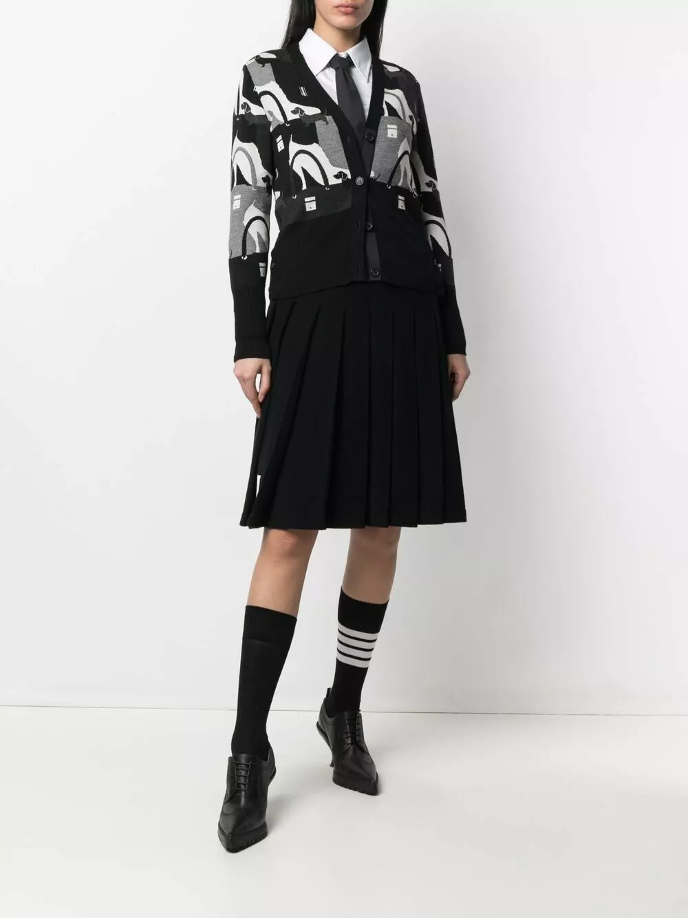 Thom Browne Intarsia pattern cardigan cardigans of women 2 Thom Browne intarsia-pattern cardigan