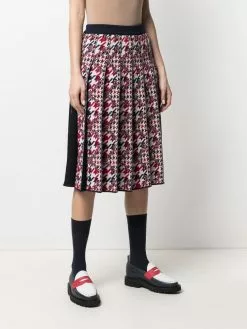 Thom Browne houndstooth-jacquard pleated skirt