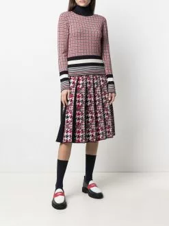 Thom Browne houndstooth-jacquard pleated skirt