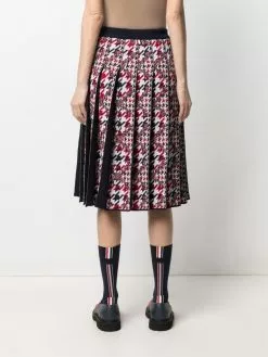 Thom Browne houndstooth-jacquard pleated skirt