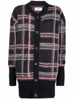 Thom Browne check-pattern cardi-coat
