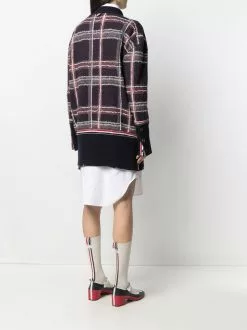Thom Browne check-pattern cardi-coat
