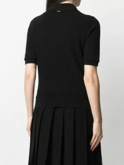 Thom Browne logo-patch knitted polo shirt
