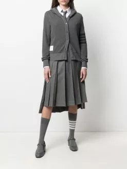Thom Browne waffle-knit hooded cardigan