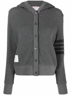Thom Browne waffle-knit hooded cardigan