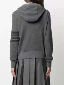 Thom Browne waffle-knit hooded cardigan
