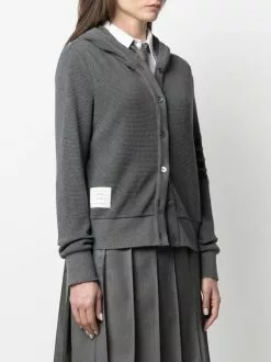 Thom Browne waffle-knit hooded cardigan