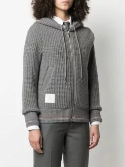 Thom Browne waffle-knit zip-up hoodie