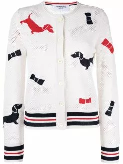 Thom Browne Hector-motif mesh cardigan