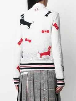Thom Browne Hector-motif mesh cardigan