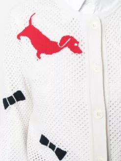 Thom Browne Hector-motif mesh cardigan