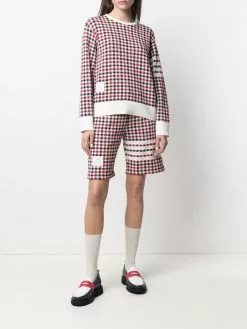 Thom Browne check-pattern logo-patch shorts