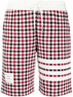 Thom Browne check-pattern logo-patch shorts