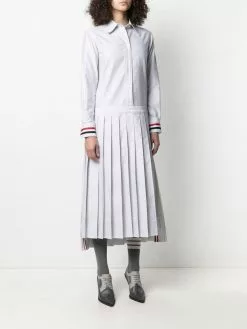 Thom Browne pinstriped pleated shirt dress