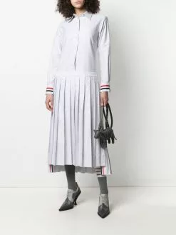 Thom Browne pinstriped pleated shirt dress
