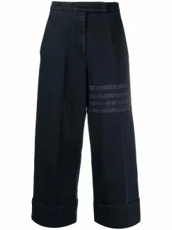 Thom Browne 4-Bar stripe cropped trousers